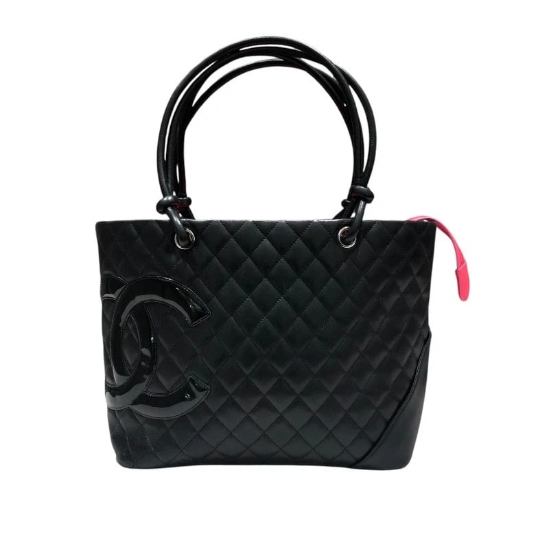 CHANEL CAMBON LINE LARGE TOTE HANDBAG: CHANEL Cambon Line Large Tote Handbag Brand: CHANEL Type: Handbag Material: Calfskin Color: Black SilverHardware Size: W30cm x H25cmx D14cm W11.8 x H9.8x D5.5inch Accessories: None Accesso