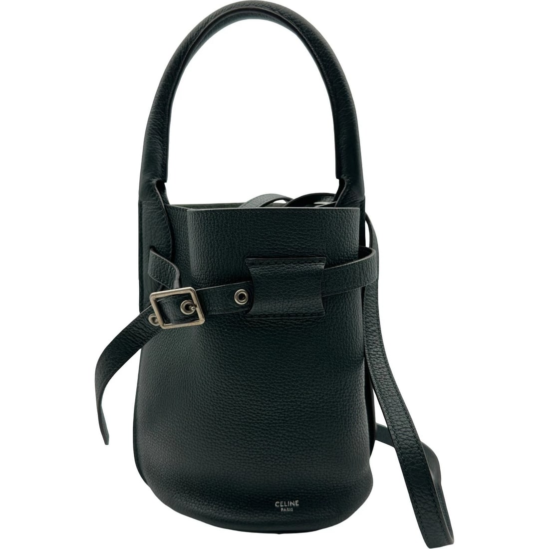 CELINE BIG BAG BUCKET NANO HANDBAG: CELINE Big Bag Bucket Nano Handbag Brand: CELINE Type: Handbag Material: Drummed calfskin Color: green Size: W15cm x H20cmx D15cm W5.9 x H7.9x D5.9inch Accessories: None Accessories Notice