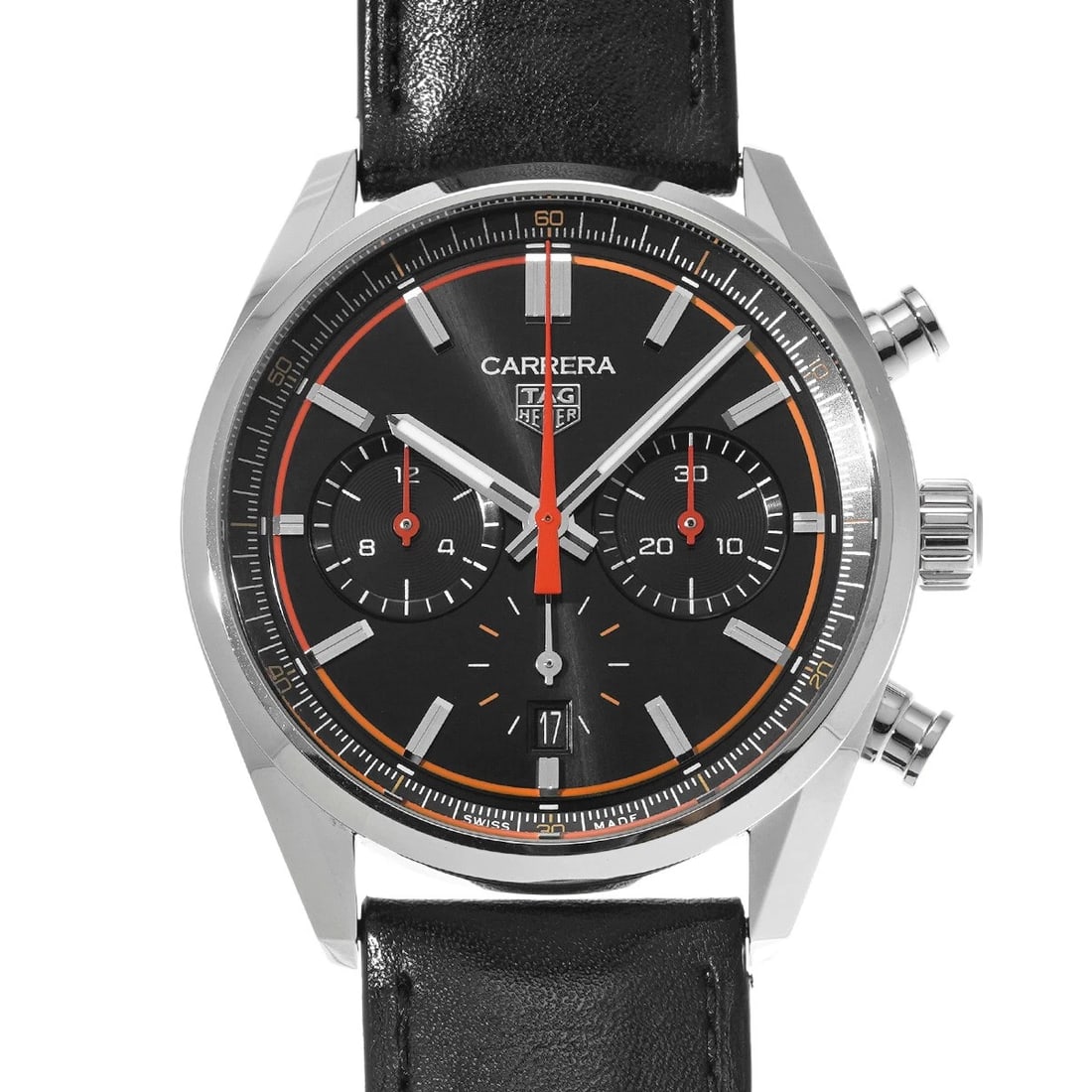 TAG HEUER CARRERA CALIBER HEUER CHRONOGRAPH BLACK WATCH: TAG HEUER Carrera Caliber Heuer Chronograph Black WATCH Brand: TAG HEUER Type: Wristwatch Material: Band Material leather, Case Material Stainless steel Color: Dial Color Black Size: ??Case? H/about 4