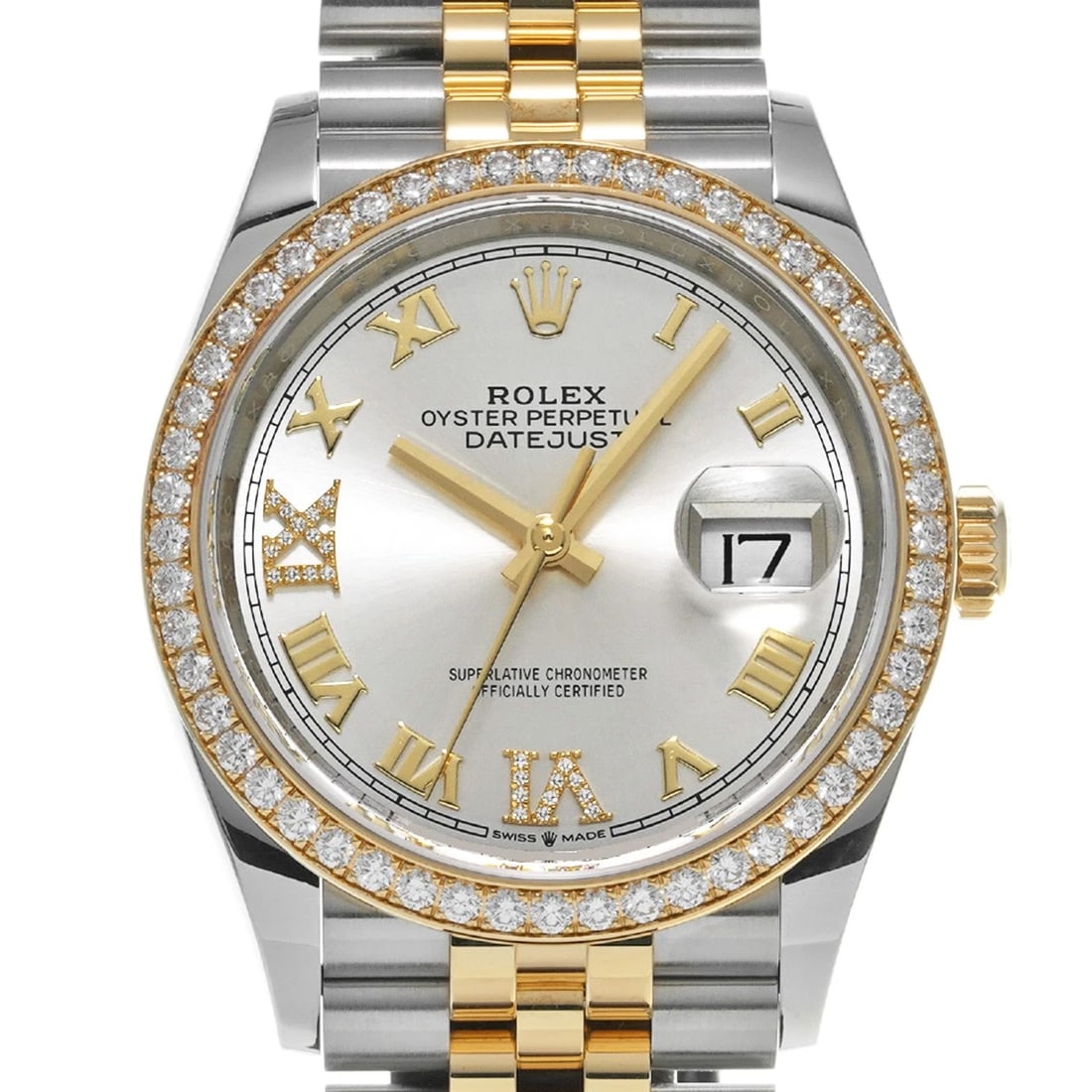ROLEX DATEJUST SILVER/DIAMOND WATCH - 4