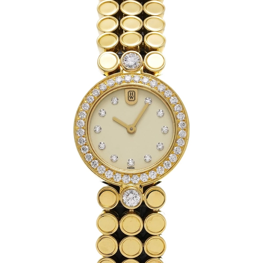 HARRY WINSTON SIGNATURE IVORY WATCH: HARRY WINSTON Signature Ivory WATCH Brand: HARRY WINSTON Type: Wristwatch Material: Band Material Yellow Gold, Case Material Yellow Gold Color: Dial Color Ivory Size: ??Case? H/about 22mm W/about 22mm
