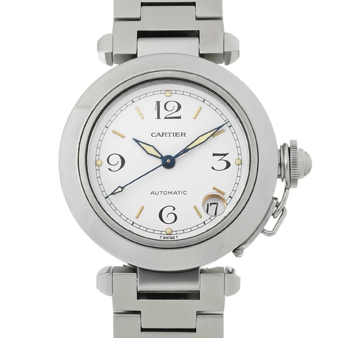 CARTIER PASHA WHITE WATCH: CARTIER Pasha White WATCH Brand: CARTIER Type: Wristwatch Material: Band Material Stainless steel, Case Material Stainless steel Color: Dial Color White Size: ??Case? H/about 35mm W/about 35mm
