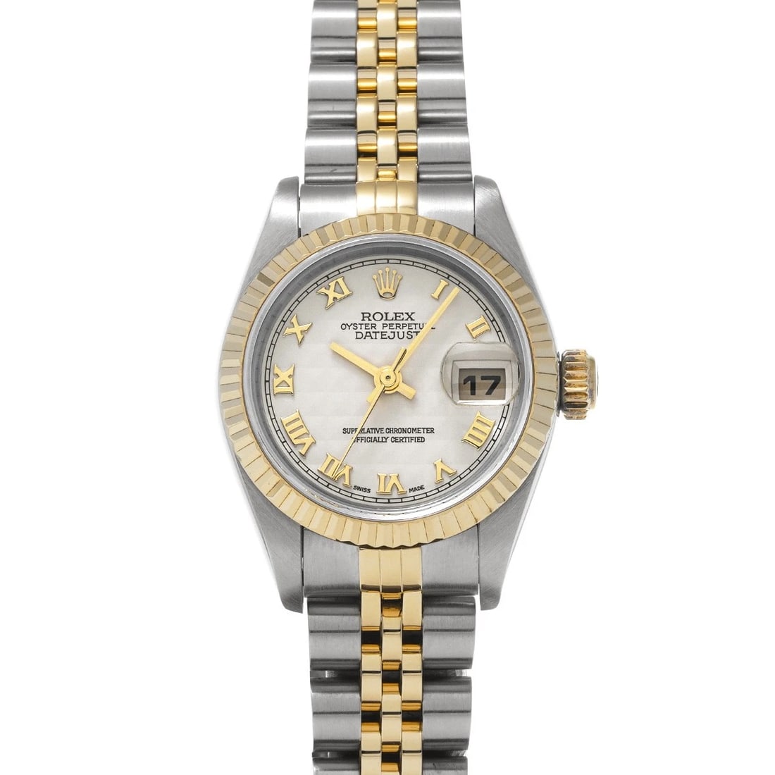 ROLEX DATEJUST IVORY PYRAMID WATCH: ROLEX Datejust Ivory Pyramid WATCH Brand: ROLEX Type: Wristwatch Material: Band Material Stainless steel/Yellow Gold, Case Material Stainless steel Color: Dial Color Ivory Pyramid Size: ??Case? H/abou
