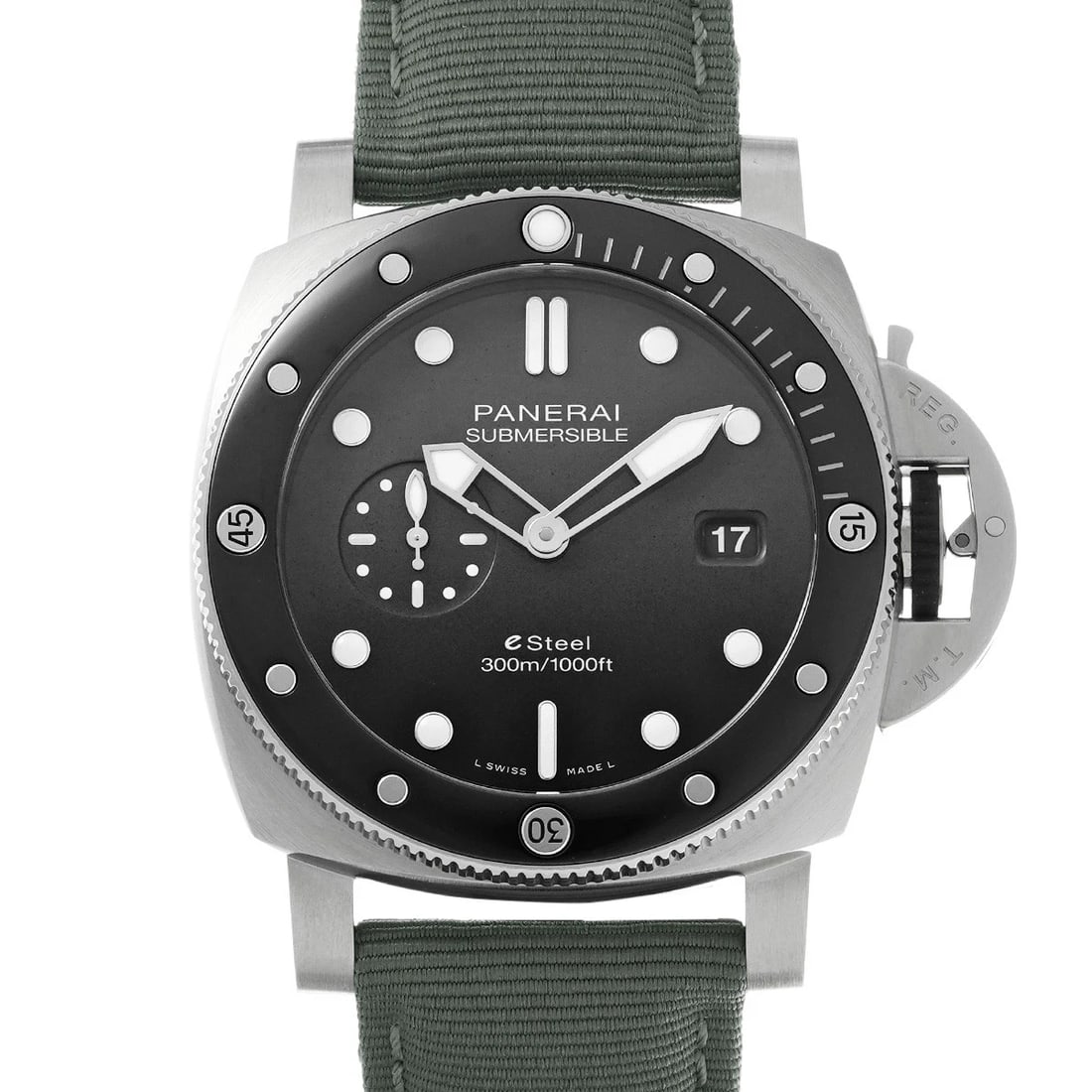 PANERAI SUBMERSIBLE QUARANTA QUATTRO GRIGIO ROCCIA GRAY GRADATION WATCH: PANERAI Submersible Quaranta Quattro Grigio Roccia Gray Gradation WATCH Brand: PANERAI Type: Wristwatch Material: Band Material textile, Case Material Stainless steel Color: Dial Color Gray Gradation 