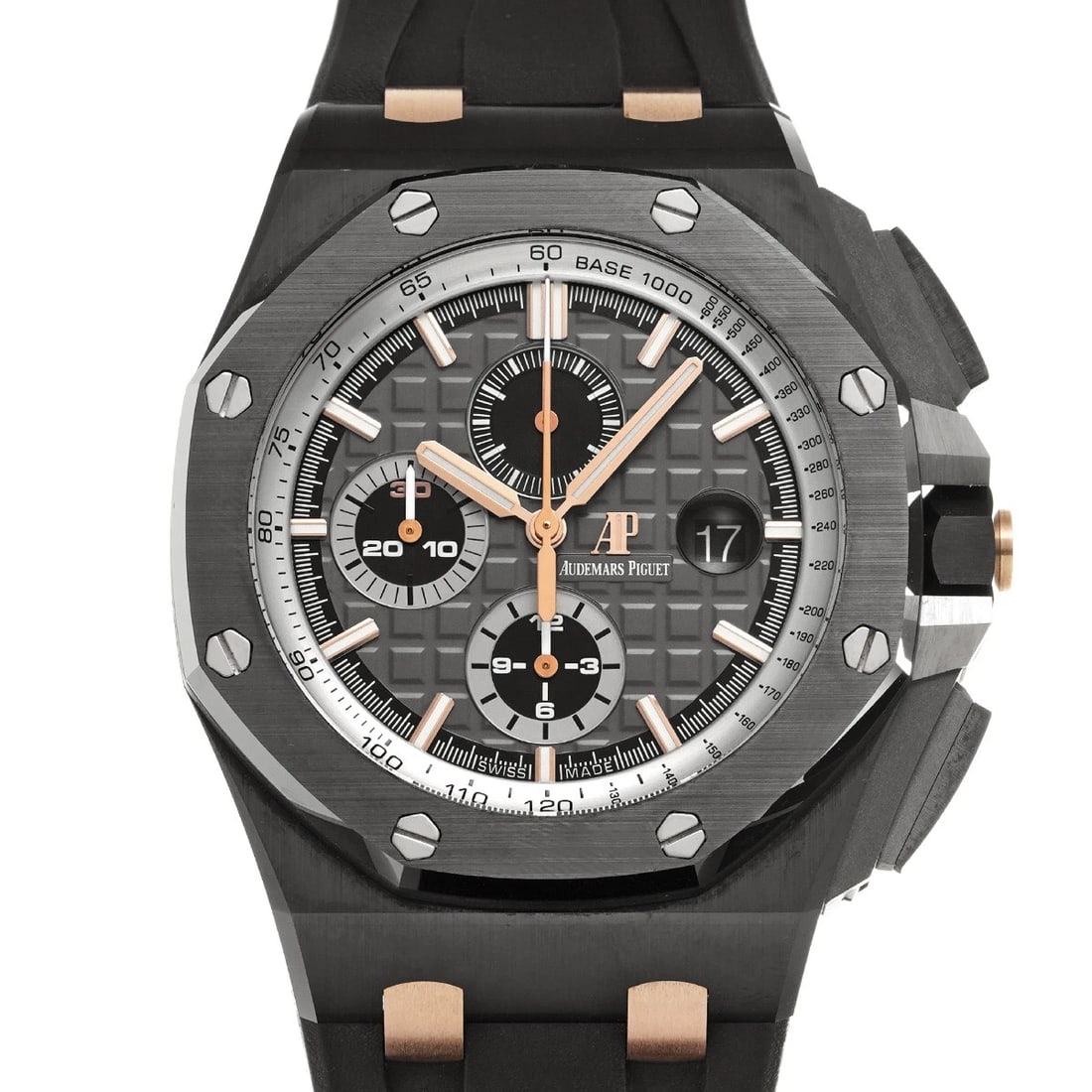 AUDEMARS PIGUET ROYAL OAK OFFSHORE CHRONOGRAPH PRIDE OF GERMANY WATCH: AUDEMARS PIGUET Royal Oak Offshore Chronograph Pride of Germany WATCH Brand: AUDEMARS PIGUET Type: Wristwatch Material: Band Material rubber, Case Material Black ceramic Color: Dial Color Slate gray/b