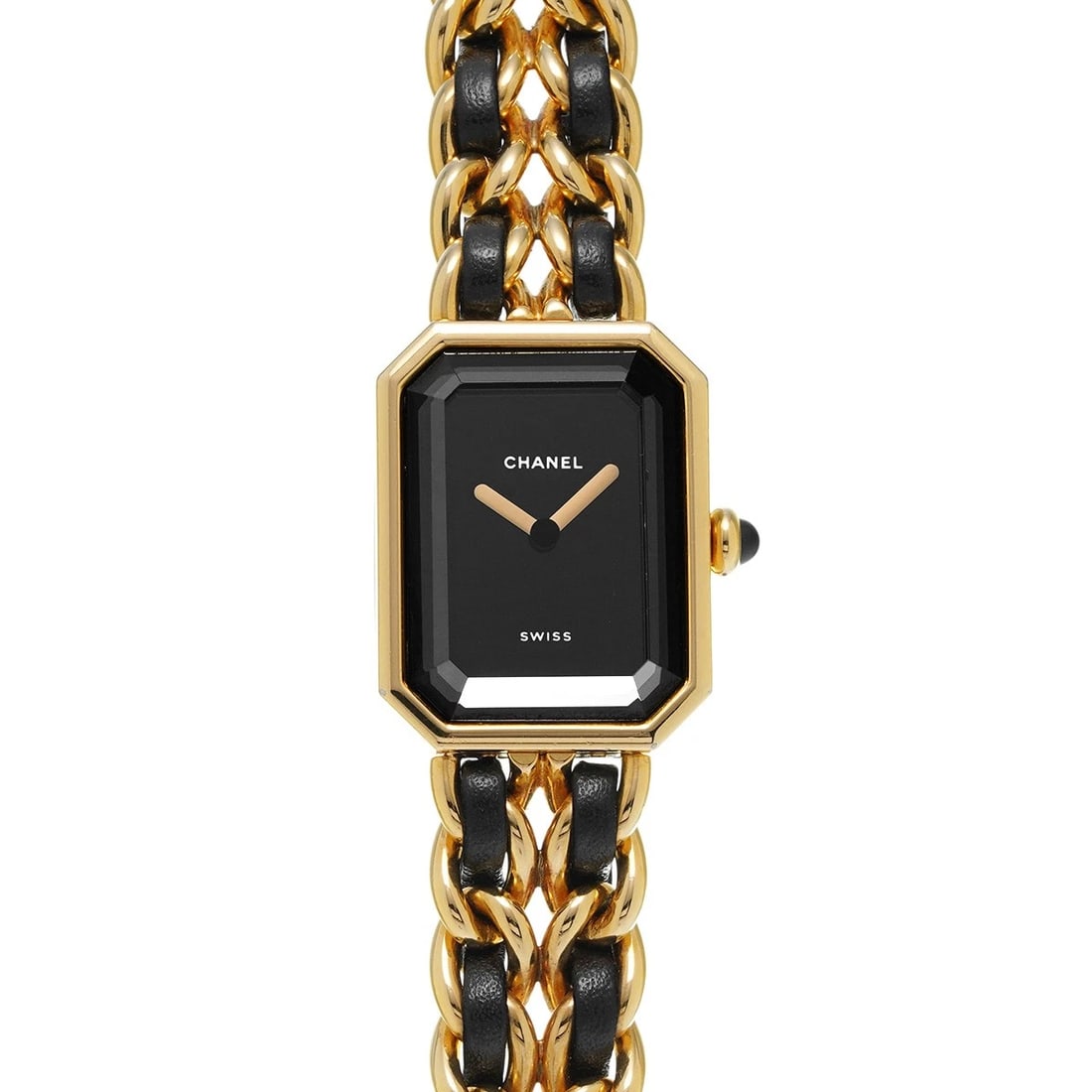 CHANEL PREMIERE BLACK WATCH: CHANEL Premiere Black WATCH Brand: CHANEL Type: Wristwatch Material: Band Material Yellow gold plated/leather, Case Material Yellow gold plated Color: Dial Color Black Size: ??Case? H/about 26mm W/abo