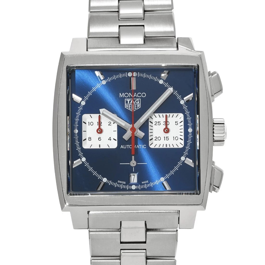TAG HEUER MONACO CALIBER HEUER CHRONOGRAPH BLUE/SILVER WATCH: TAG HEUER Monaco Caliber Heuer Chronograph Blue/Silver WATCH Brand: TAG HEUER Type: Wristwatch Material: Band Material Stainless steel, Case Material Stainless steel Color: Dial Color blue/silver Size