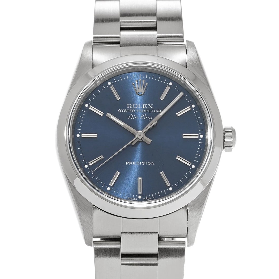 ROLEX AIR KING BLUE WATCH: ROLEX Air King blue WATCH Brand: ROLEX Type: Wristwatch Material: Band Material Stainless steel, Case Material Stainless steel Color: Dial Color blue Size: ??Case? H/about 34mm W/about 34mm D/about 11
