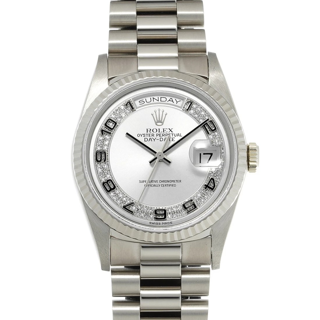 ROLEX DATE GRAY DIAMOND WATCH: ROLEX Date gray diamond WATCH Brand: ROLEX Type: Wristwatch Material: Band Material White gold, Case Material White gold Color: Dial Color gray/diamond Size: ??Case? H/about 36mm W/about 36mm D/about 