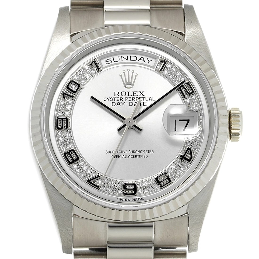 ROLEX DATE GRAY DIAMOND WATCH - 4