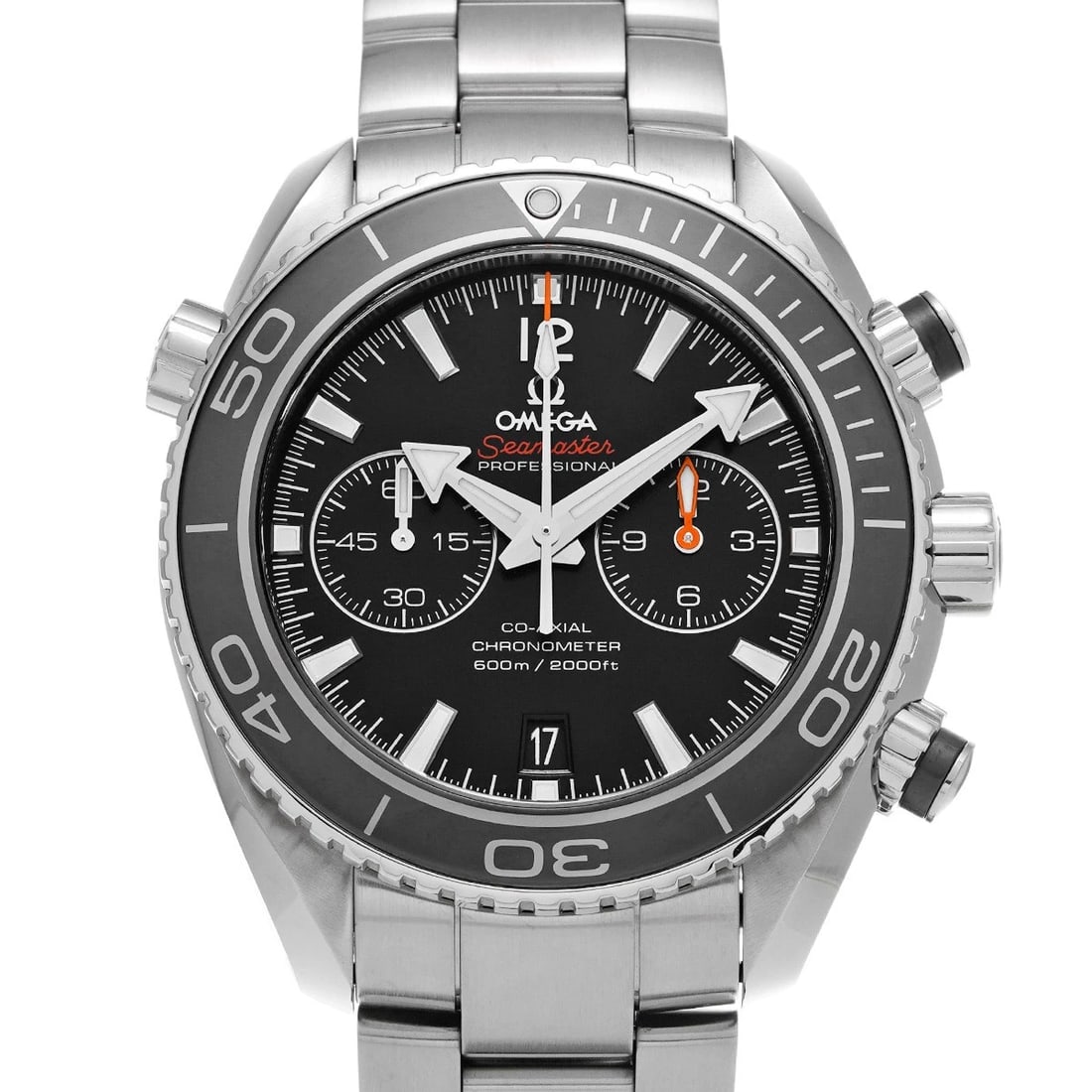 OMEGA SEAMASTER PLANET OCEAN CO AXIAL CHRONOGRAPH: OMEGA Seamaster Planet Ocean Co axial Chronograph Brand: OMEGA Type: Wristwatch Material: Band Material Stainless steel, Case Material Stainless steel Color: Dial Color black Size: ??Case? H/about 45.