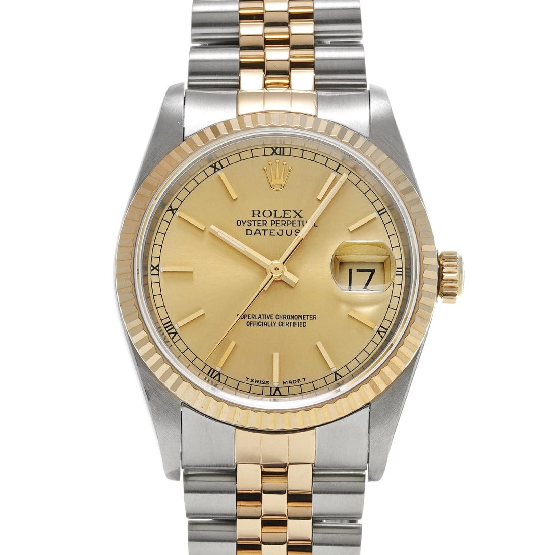 ROLEX DATEJUST CHAMPAGNE WATCH: ROLEX Datejust Champagne WATCH Brand: ROLEX Type: Wristwatch Material: Band Material Stainless steel/Yellow Gold, Case Material Stainless steel Color: Dial Color Champagne Size: ??Case? H/about 36mm W