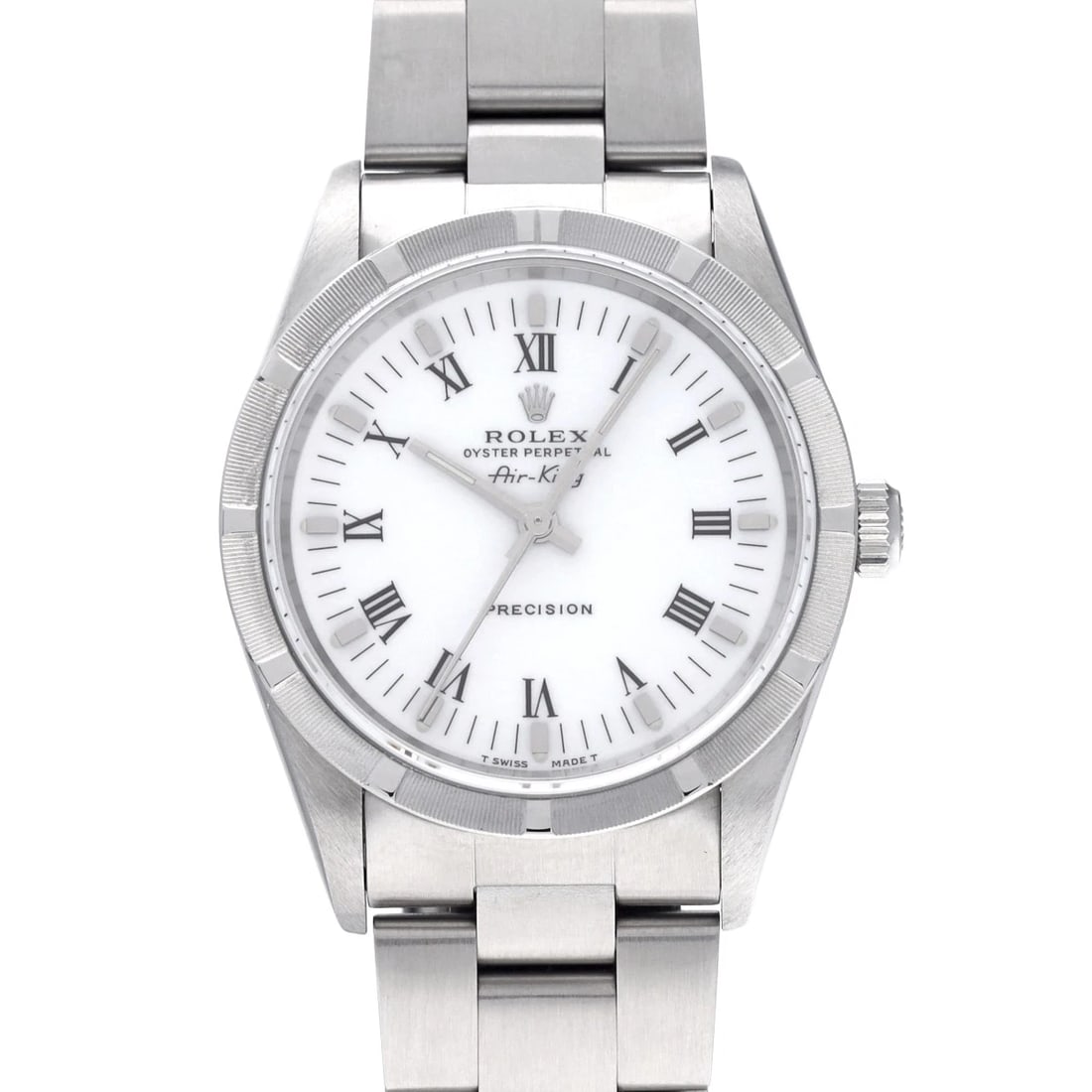 ROLEX AIR KING WHITE WATCH: ROLEX Air King white WATCH Brand: ROLEX Type: Wristwatch Material: Band Material Stainless steel, Case Material Stainless steel Color: Dial Color white Size: ??Case? H/about 34mm W/about 34mm D/about 