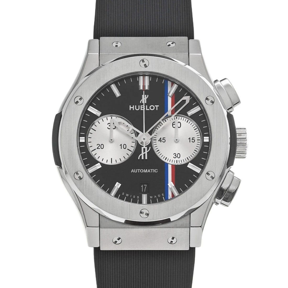 HUBLOT CLASSIC FUSION TITANIUM CHRONOGRAPH WATCH: HUBLOT Classic Fusion Titanium Chronograph WATCH Brand: HUBLOT Type: Wristwatch Material: Band Material rubber, Case Material titanium Color: Dial Color black Size: ??Case? H/about 45mm W/about 45mm D