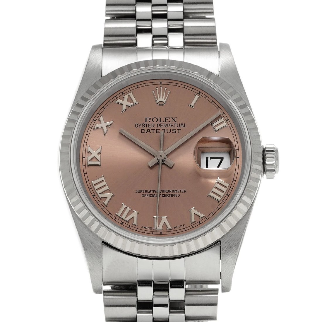 ROLEX DATEJUST PINK WATCH: ROLEX Datejust pink WATCH Brand: ROLEX Type: Wristwatch Material: Band Material Stainless steel, Case Material Stainless steel Color: Dial Color pink Size: ??Case? H/about 36mm W/about 36mm D/about 12