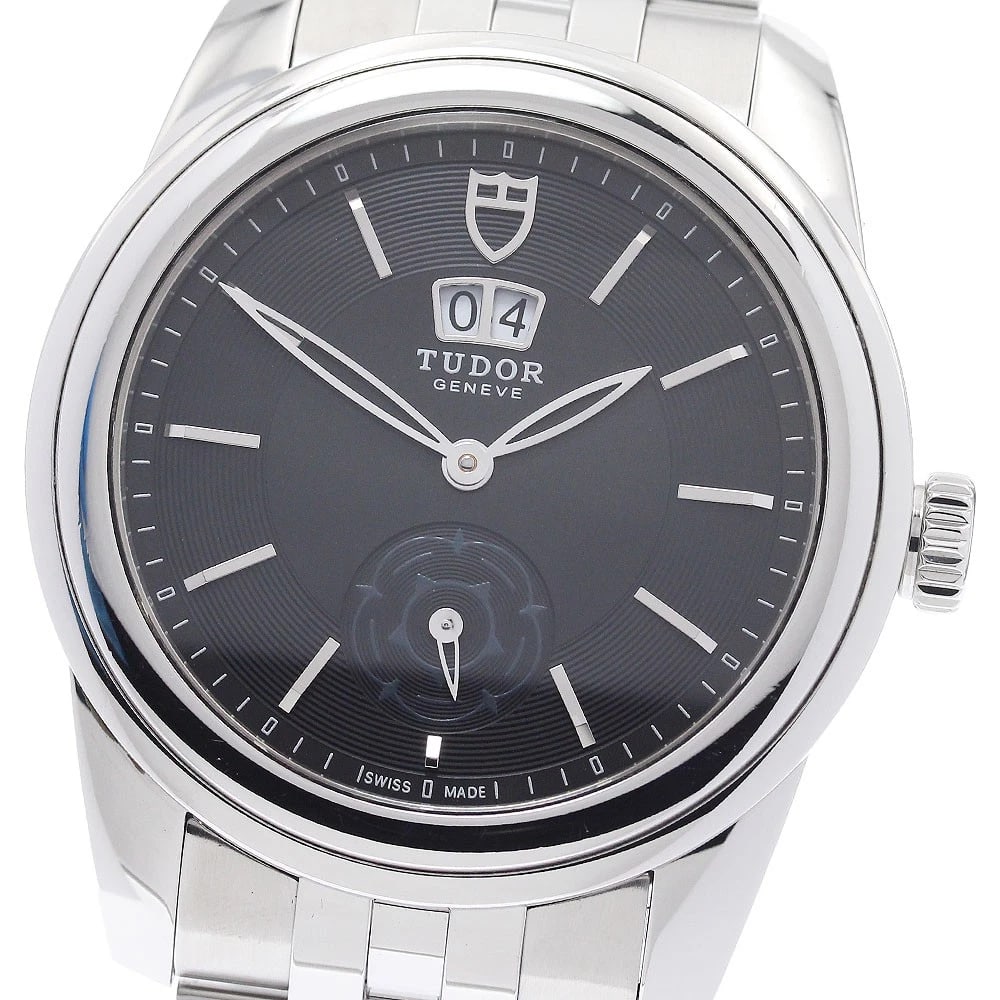 TUDOR GLAMOUR DATE BLACK AUTOMATIC WATCH: TUDOR Glamour date black Automatic Watch Brand: TUDOR Type: Wristwatch Material: Band Material Stainless Steel, Case Material Stainless Steel Color: Band Color Silver, Dial Colorblack, Case