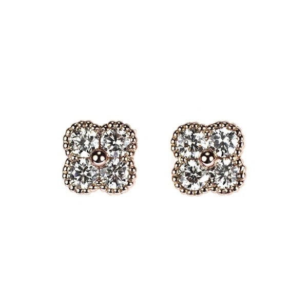 K18PG FLOWER DIAMOND EARRINGS: K18PG flower diamond earrings Brand: None Type: piercing Material: K18PG, Main Stone/Creation natural Color: pink Gold Size: Length/Width/Diameter (CM) 5.2 Accessories: None Accessories Notice: When
