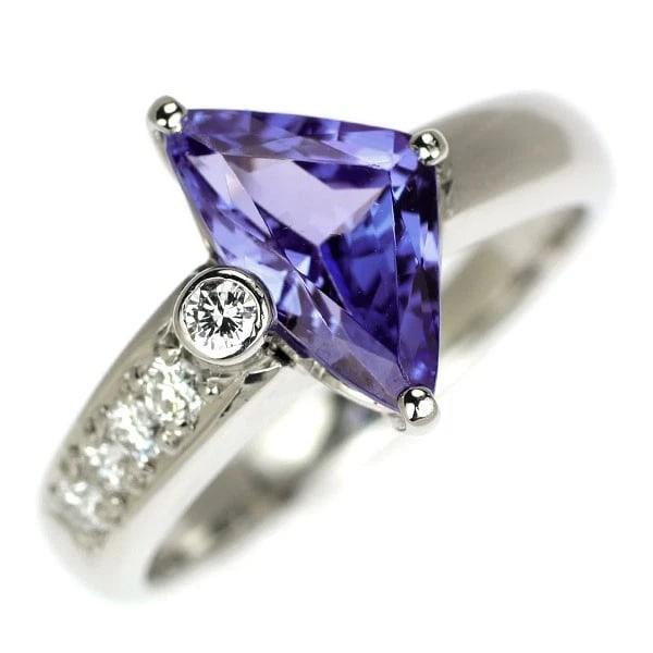 PT900 TANZANITE DIAMOND RING: Pt900 Tanzanite Diamond Ring Brand: None Type: rings Material: Pt900, Main Stone/Creation Tanzanitesidestonediamond Color: Silver Size: 6.25 - 6.5US Accessories: None Accessories Notice: When