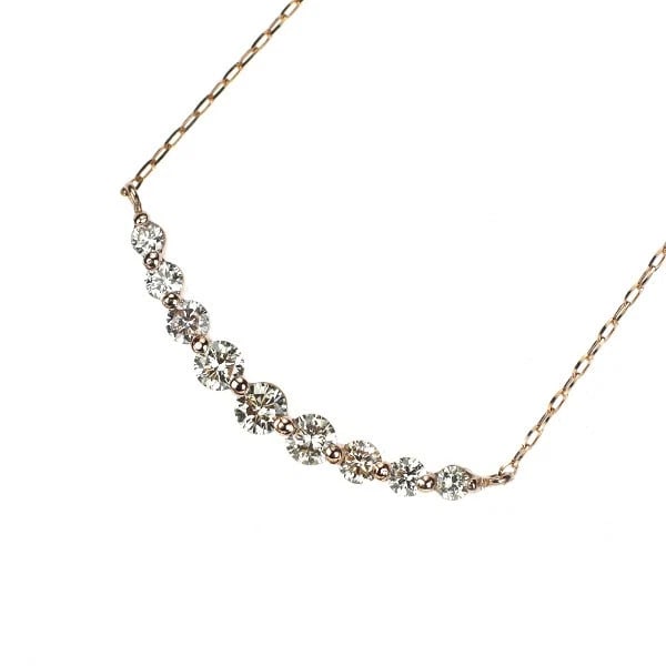 K18PG DIAMOND PENDANT NECKLACE: K18PG DIAMOND PENDANT NECKLACE Brand: None Type: pendant necklace Material: K18PG, Main Stone/Creation Natural Color: pink Gold Size: Necklace: Chain Length ?46.5cm Accessories: None Accessories
