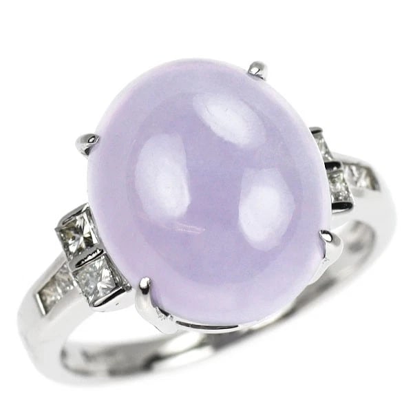 PT900 JADE/JADE DIAMOND RING: Pt900 Jade/Jade Diamond Ring Brand: None Type: rings Material: Pt900, Main Stone/Creation jadesidestonediamond Color: Silver Size: 5.25US Accessories: None Accessories Notice: When purchasing