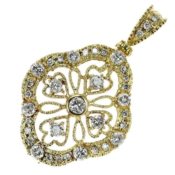 K18YG DIAMOND PENDANT: K18YG diamond pendant Brand: None Type: pendant top Material: K18YG, Main Stone/Creation Natural Color: Yellow Gold Size: Length/Width/Diameter (CM) 33.8 Accessories: None Accessories Notice: When