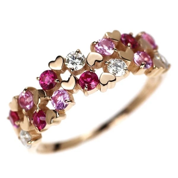 K18PG RUBY PINK SAPPHIRE DIAMOND RING: K18PG ruby pink sapphire diamond ring Brand: None Type: rings Material: K18PG, Main Stone/Creation emeraldsidestonediamond Color: pink Gold Size: 5.5 - 5.75US Accessories: None Accessories