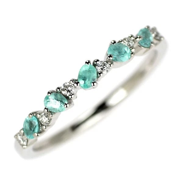 PT950 TOURMALINE DIAMOND RING: Pt950 Tourmaline Diamond Ring Brand: None Type: rings Material: Pt950, Main Stone/Creation tourlaminesidestonediamond Color: Silver Size: 5.5 - 5.75US Accessories: None Accessories Notice: When