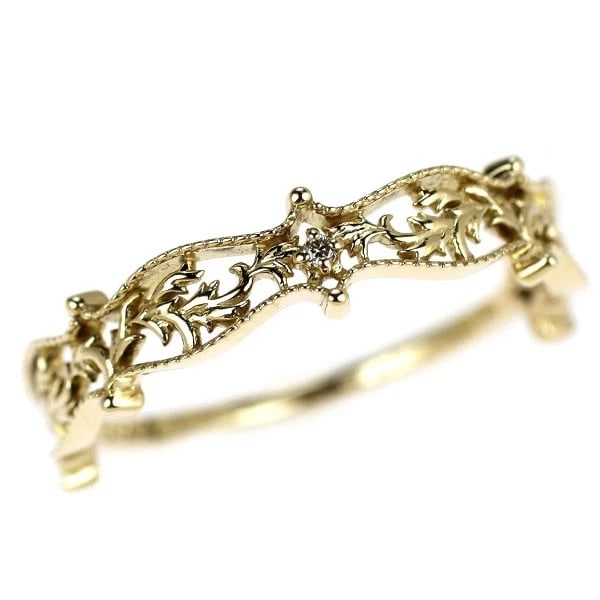 K10YG DIAMOND RING: K10YG diamond ring Brand: Agete Type: rings Material: K10YG, Main Stone/Creation Natural Color: Yellow Gold Size: 6.25 - 6.5US Accessories: None Accessories Notice: When purchasing pre-owned goods,