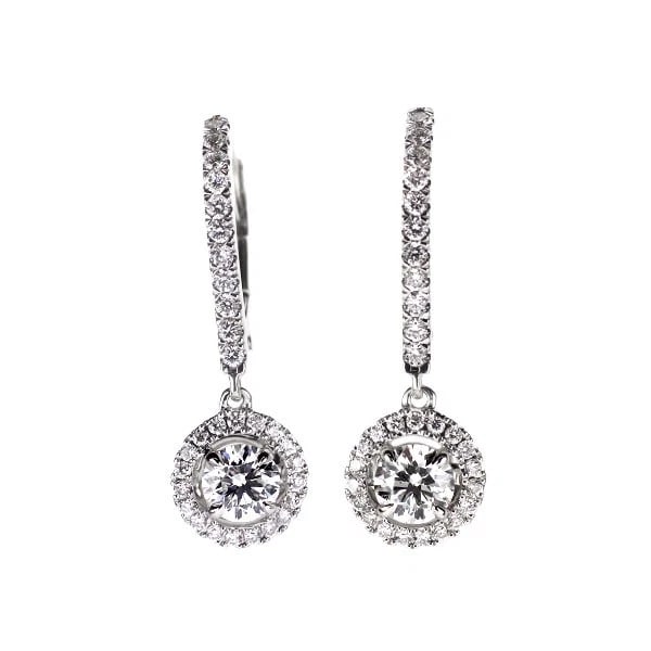 K18WG DIAMOND EARRINGS: K18WG DIAMOND EARRINGS Brand: None Type: piercing Material: K18WG, Main Stone/Creation Natural Color: White Gold Size: Length/Width/Diameter (CM) 23.5 Accessories: None Accessories Notice: When