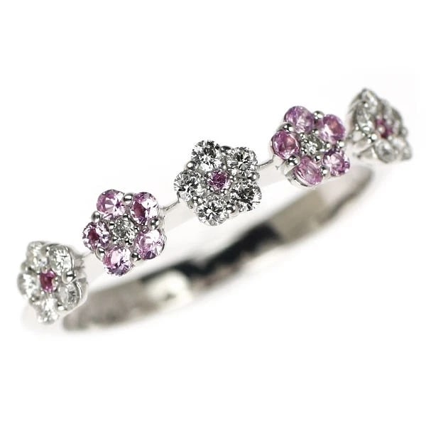 K18WG PINK SAPPHIRE DIAMOND RING: K18WG pink sapphire diamond ring Brand: None Type: rings Material: K18WG, Main Stone/Creation sapphiresidestonediamond Color: White Gold Size: 5.25US Accessories: None Accessories Notice: When