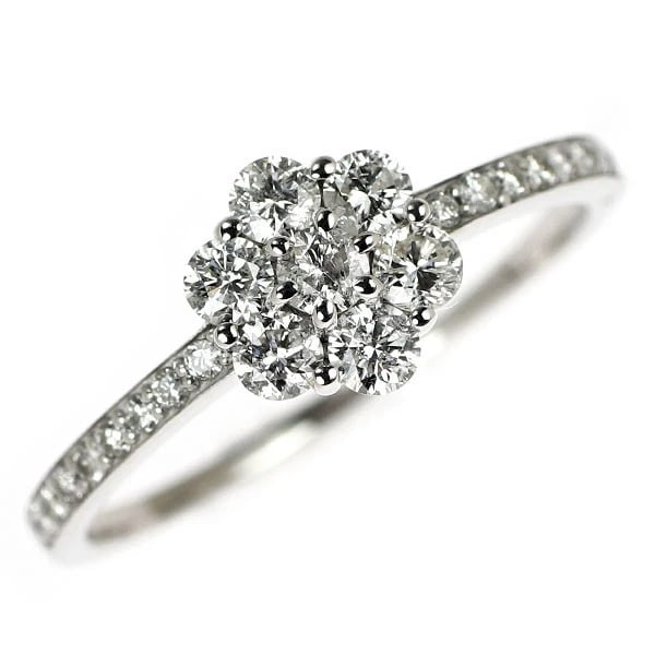 K18WG FLOWER DIAMOND RING: K18WG flower diamond ring Brand: None Type: rings Material: K18WG, Main Stone/Creation Natural Color: White Gold Size: 6US Accessories: None Accessories Notice: When purchasing pre-owned goods,