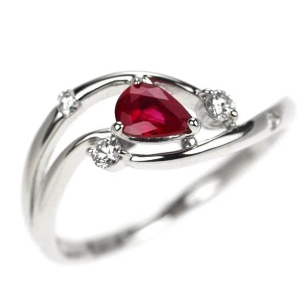 K18WG RUBY DIAMOND RING: K18WG ruby diamond ring Brand: None Type: rings Material: K18WG, Main Stone/Creation rubyside stone diamond Color: White Gold Size: 7.25US Accessories: None Accessories Notice: When purcha