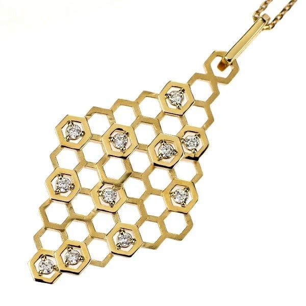 K18Y DIAMOND PENDANT NECKLACE: K18Y diamond pendant necklace Brand: None Type: pendant necklace Material: K18YG, Main Stone/Creation Natural Color: Yellow Gold Size: Necklace: Chain Length ?45cm Accessories: None Accessories