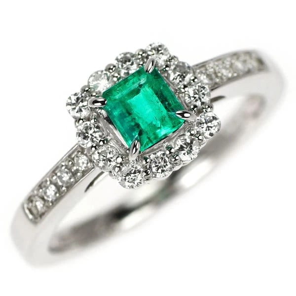 PT950 EMERALD DIAMOND RING: Pt950 emerald diamond ring Brand: None Type: rings Material: Pt950, Main Stone/Creation emeralSide Stonediamonds Color: Silver Size: 5.25US Accessories: None Accessories Notice: When purchasing