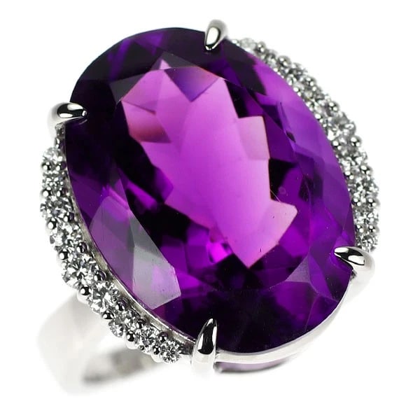 PT950 AMETHYST DIAMOND RING: Pt950 amethyst diamond ring Brand: None Type: rings Material: Pt950, Main Stone/Creation Amethystsidestonediamond Color: Silver Size: 5.25US Accessories: None Accessories Notice: When purchasing