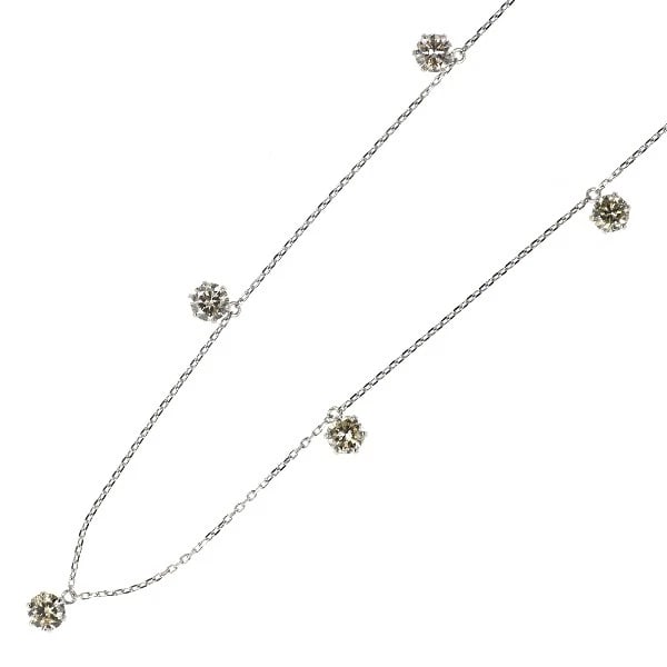 K18WG DIAMOND STATION NECKLACE: K18WG DIAMOND STATION NECKLACE Brand: None Type: necklaces Material: K18WG, Main Stone/Creation Natural Color: White Gold Size: Necklace: Chain Length ?45cm Accessories: None Accessories Notice: When