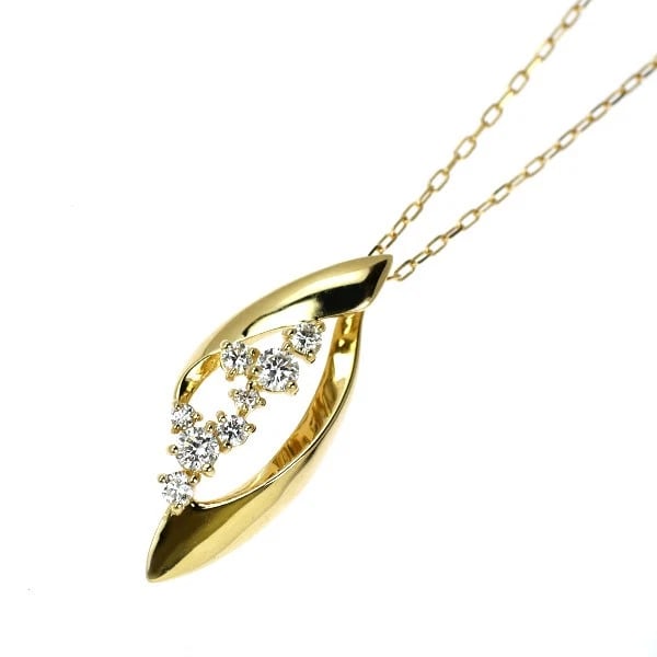 K18YG DIAMOND PENDANT NECKLACE: K18YG DIAMOND PENDANT NECKLACE Brand: None Type: pendant necklace Material: K18YG, Main Stone/Creation Natural Color: Yellow Gold Size: Necklace: Chain Length ?45cm Accessories: None Accessories