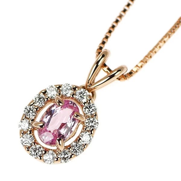 K18PG PINK SAPPHIRE DIAMOND PENDANT NECKLACE: K18PG pink sapphire diamond pendant necklace Brand: None Type: pendant necklace Material: K18PG, Main Stone/Creation sapphiresidestonediamond Color: pink Gold Size: Necklace: Chain Length ?45.5cm