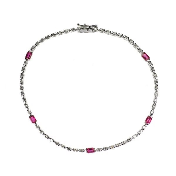 K18WG RUBY DIAMOND BRACELET: K18WG ruby diamond bracelet Brand: None Type: bracelets Material: K18WG, Main Stone/Creation Rubysidestonediamond Color: White Gold Size: Length/Width/Diameter (CM) 2.3 Accessories: None Accessories