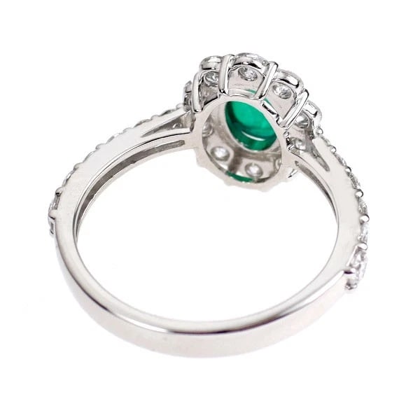 PT950 EMERALD CAT'S EYE DIAMOND RING - 2
