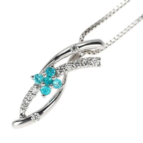 K18WGTOURMALINE DIAMOND PENDANT NECKLACE: K18WGTourmaline Diamond Pendant Necklace Brand: None Type: pendant necklace Material: K18WG, Main Stone/Creation tourlaminesidestonediamond Color: White Gold Size: Necklace Chain Length?45
