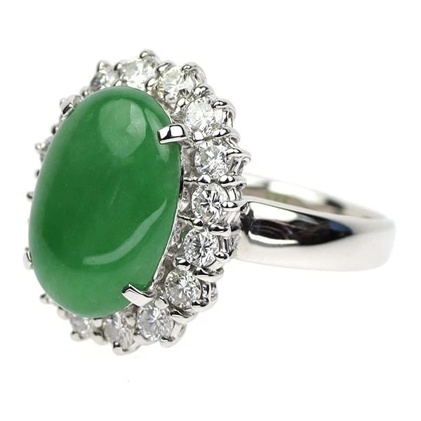 PT900 JADE DIAMOND RING - 2