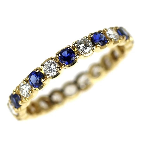 K18YG SAPPHIRE DIAMOND RING: K18YG Sapphire Diamond Ring Brand: None Type: rings Material: K18YG, Main Stone/Creation sapphireSide Stonediamonds Color: Yellow Gold Size: US 5.25 Accessories: None Accessories Notice: When