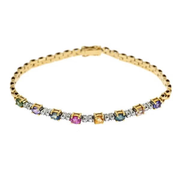 K18YG/WG SAPPHIRE DIAMOND BRACELET: K18YG/WG Sapphire Diamond Bracelet Brand: None Type: bracelets Material: K18YG/WG, Main Stone/Creation sapphireSide Stonediamonds Color: YG/WG Size: Length/Width/Diameter (CM) 4.0 Accessories: Non