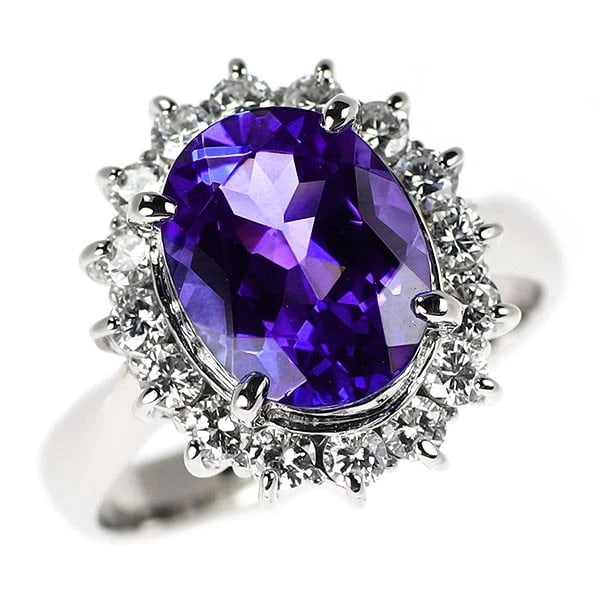 PT900 TANZANITE DIAMOND RING: Pt900 Tanzanite Diamond Ring Brand: None Type: rings Material: Pt900, Main Stone/Creation Tanzanitesidestonediamond Color: Silver Size: US 6 Accessories: None Accessories Notice: When purchasing
