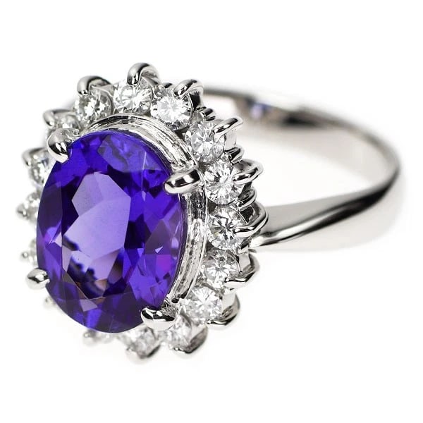 PT900 TANZANITE DIAMOND RING - 2