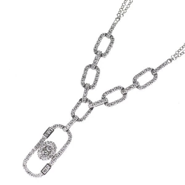 K18WG DIAMOND PENDANT NECKLACE: K18WG DIAMOND PENDANT NECKLACE Brand: None Type: pendant necklace Material: K18WG, Main Stone/Creation Natural Color: White Gold Size: Necklace: Chain Length 45.5cm Accessories: None Accessories