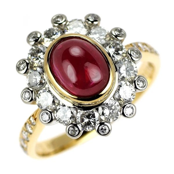 K18YG/PT900 RUBY DIAMOND RING: K18YG/PT900 ruby diamond ring Brand: None Type: rings Material: K18YG/PT900, Main Stone/Creation rubySide Stonediamonds Color: YG,Silver Size: 5.5 - 5.75US Accessories: None Accessories Notice: When
