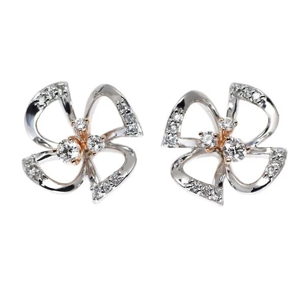 K18WG/PG DIAMOND EARRINGS: K18WG/PG diamond earrings Brand: None Type: piercing Material: K18WG/PG, Main Stone/Creation Natural Color: WG/PG Size: Length/Width/Diameter (CM) 12.3 Accessories: None Accessories Notice: When