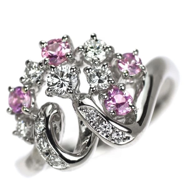 TASAKI PEARL PT900 PINK SAPPHIRE DIAMOND RING: Tasaki Pearl Pt900 Pink Sapphire Diamond Ring Brand: Tasaki Pearl Type: rings Material: Pt900, Main Stone/Creation sapphireSide Stonediamonds Color: Silver Size: US 6 Accessories: None Accessories